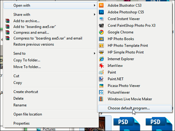 Select Choose default program