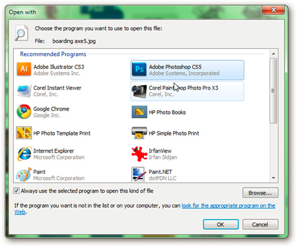 Choose Adobe Photoshop CS5