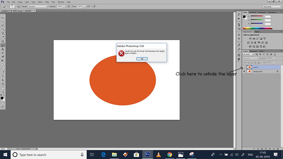 Could not use move tool because the target channel is hidden