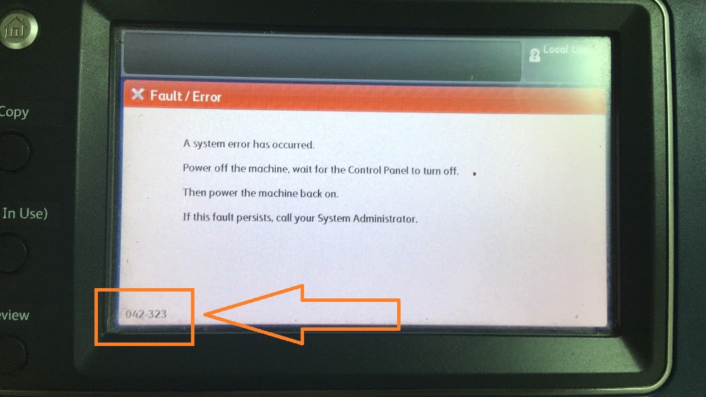 Xerox copier error code 042-323
