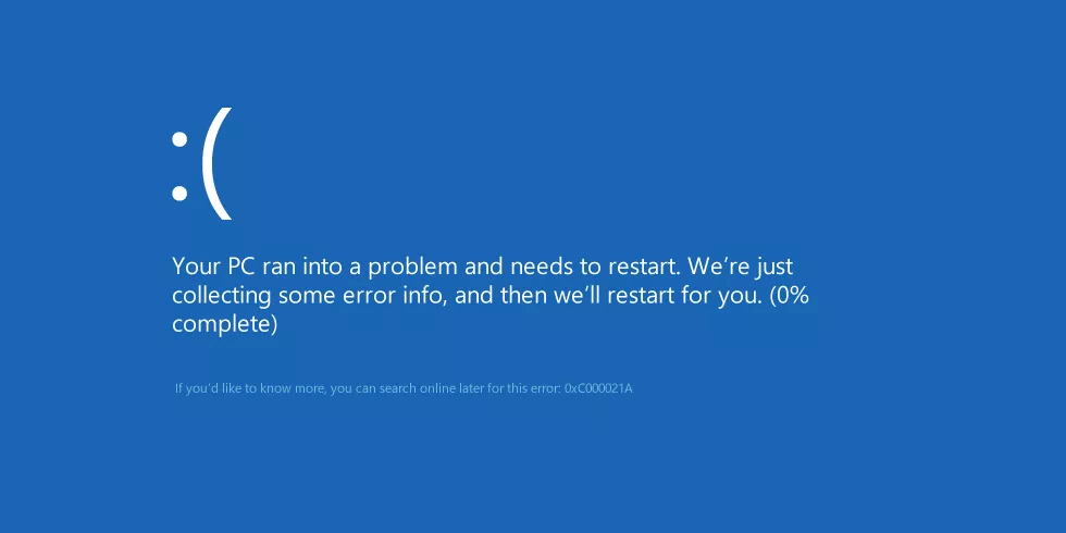 How to fix Windows 10 error 0xc000021a