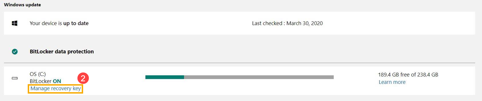 Cách tìm mã BitLocker recovery trên Win 10