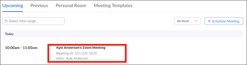 Cách xem ID cuộc họp đã lên lịch