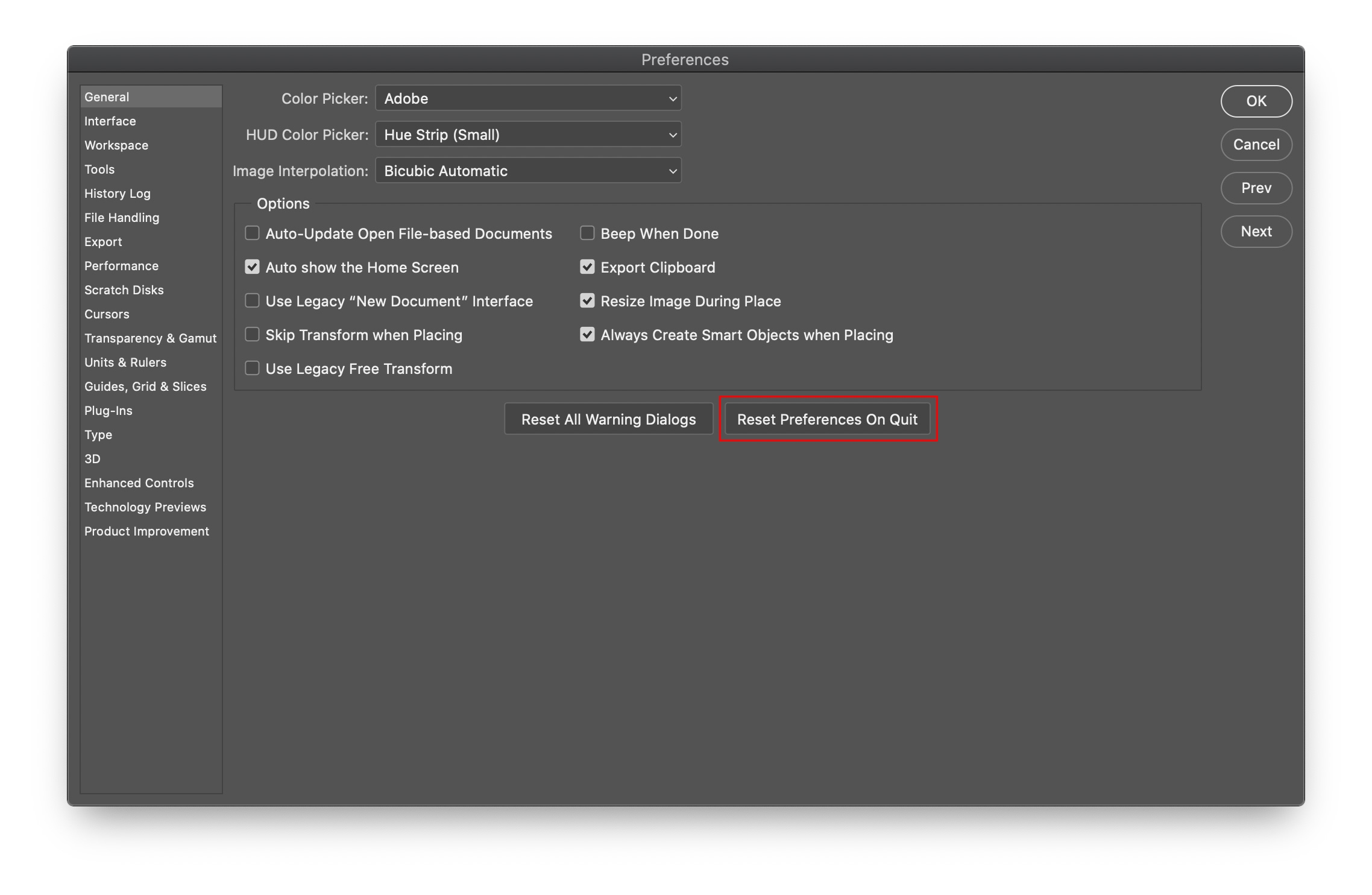 Reset Preferences On Quit