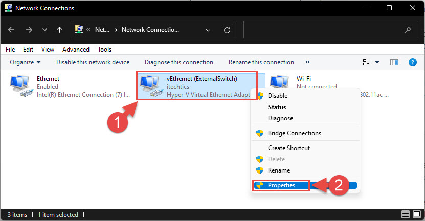 click Properties from the context menu