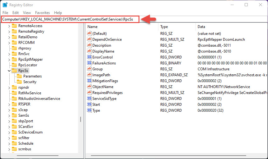 Enable related services by Windows Registry