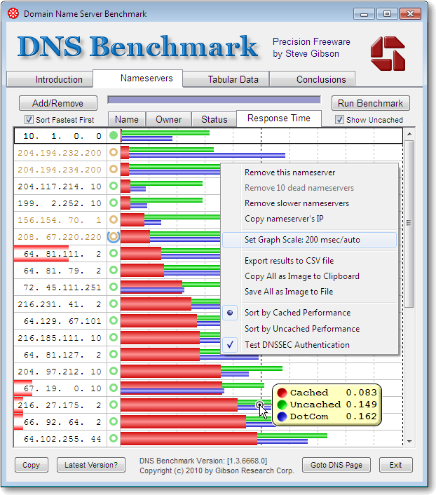 GRC Domain Name Speed Benchmark