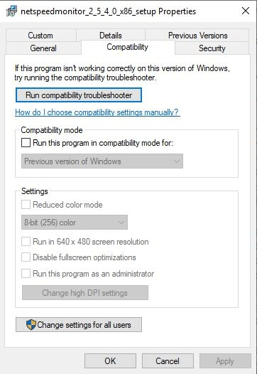 Click the Compatibility tab