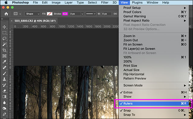 Ruler Photoshop keyboard shortcut