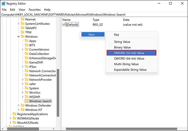Select New > DWORD (32-bit) Value