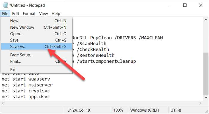 select the Save As option