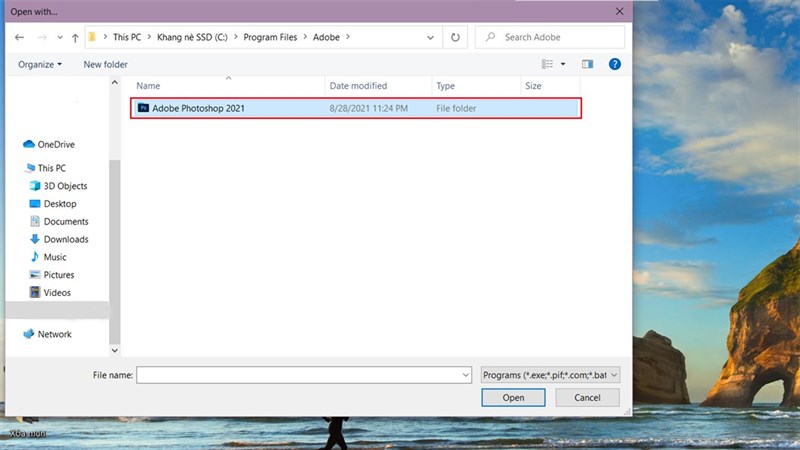 choose the path to the Photoshop software