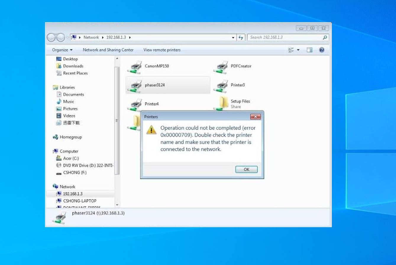 How to fix windows error 0x00000709