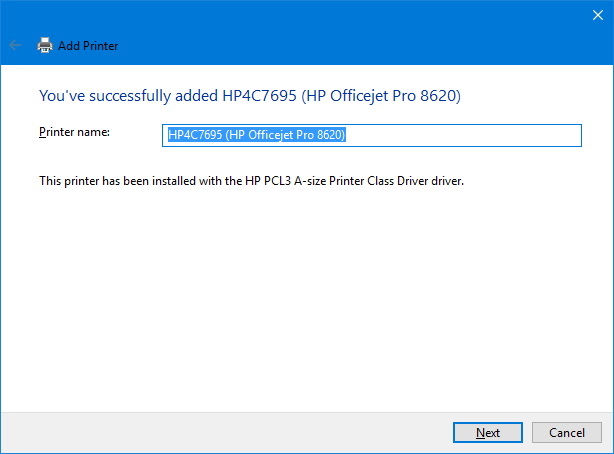 Rename printer during setup