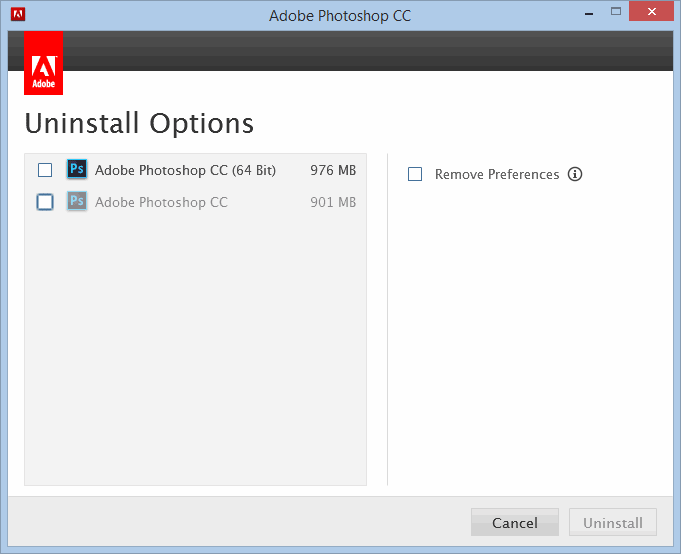 Reinstall Adobe Photoshop