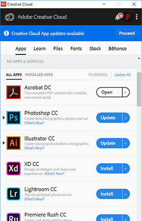 Update Photoshop application