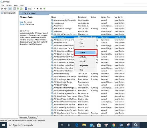 Restart the Audio Service