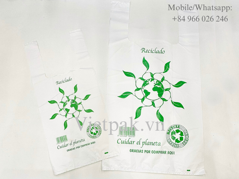 70% recycled t-shirt plastic bag made in Vietnam